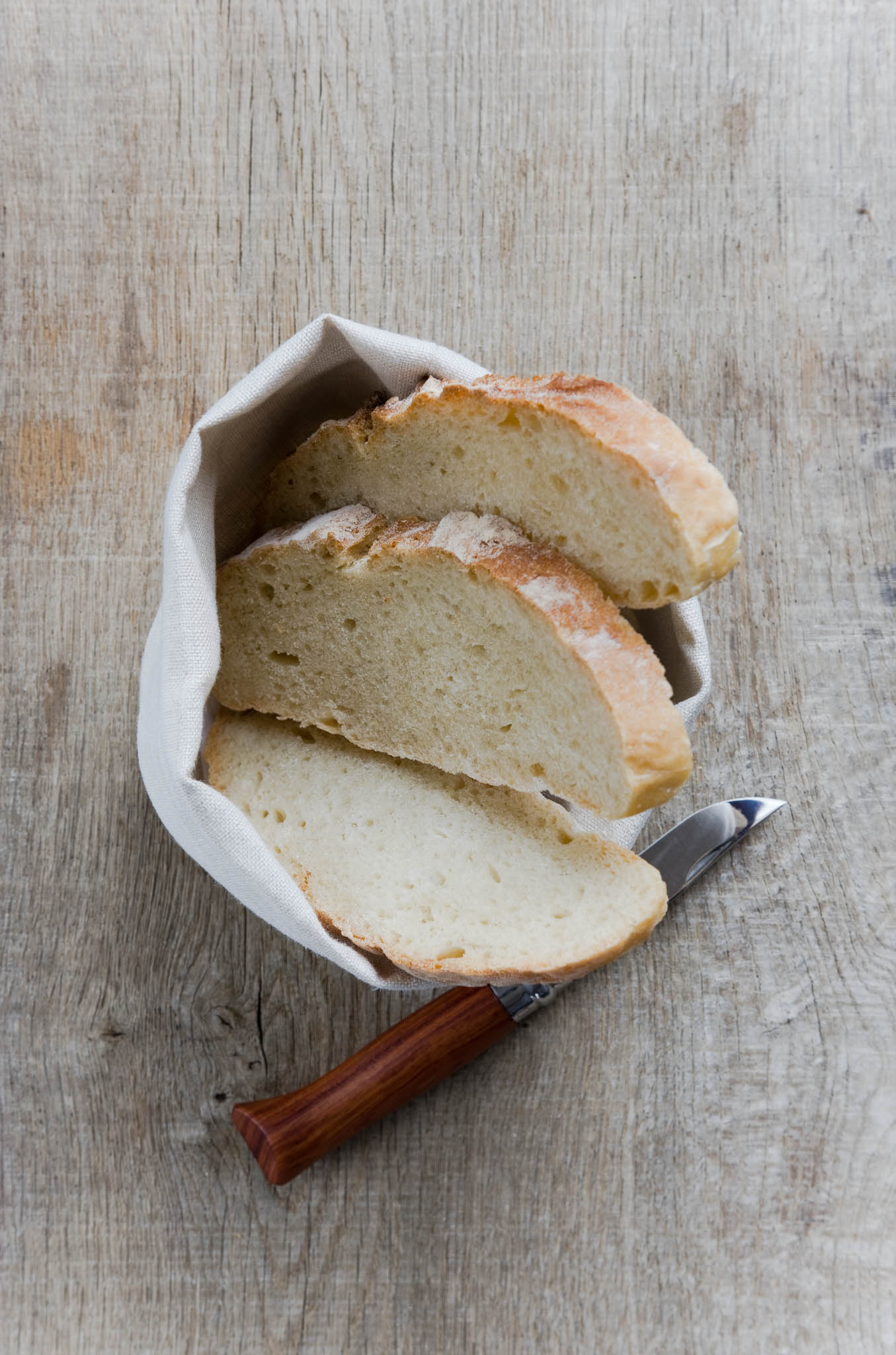 French Linen Bread Basket, White Stripe — etúHOME